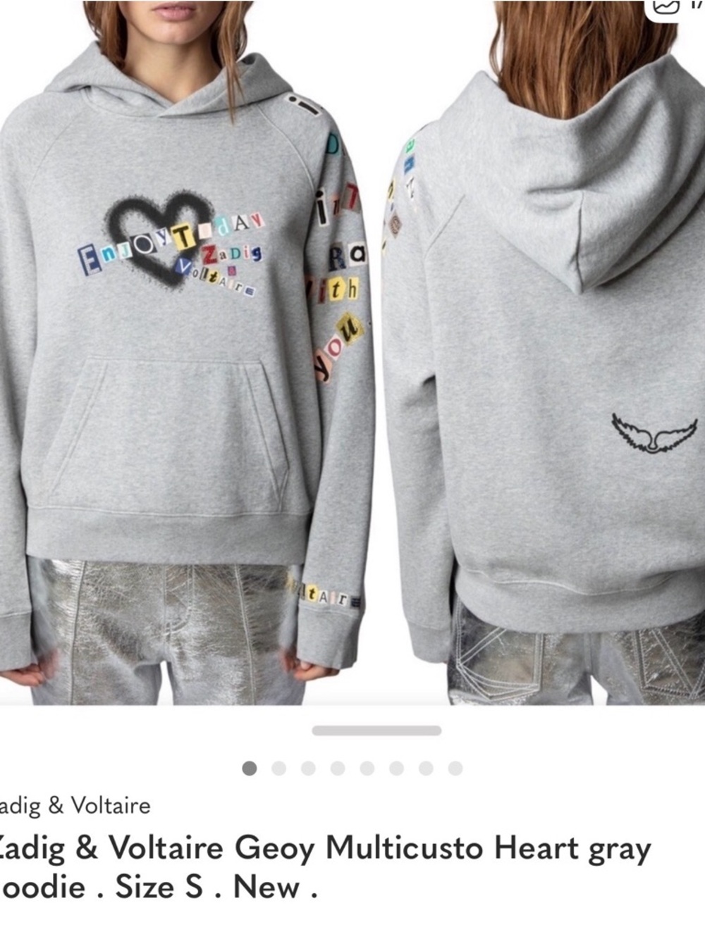 New Zadig & Voltaire Graphic Hoodie Heather Gray